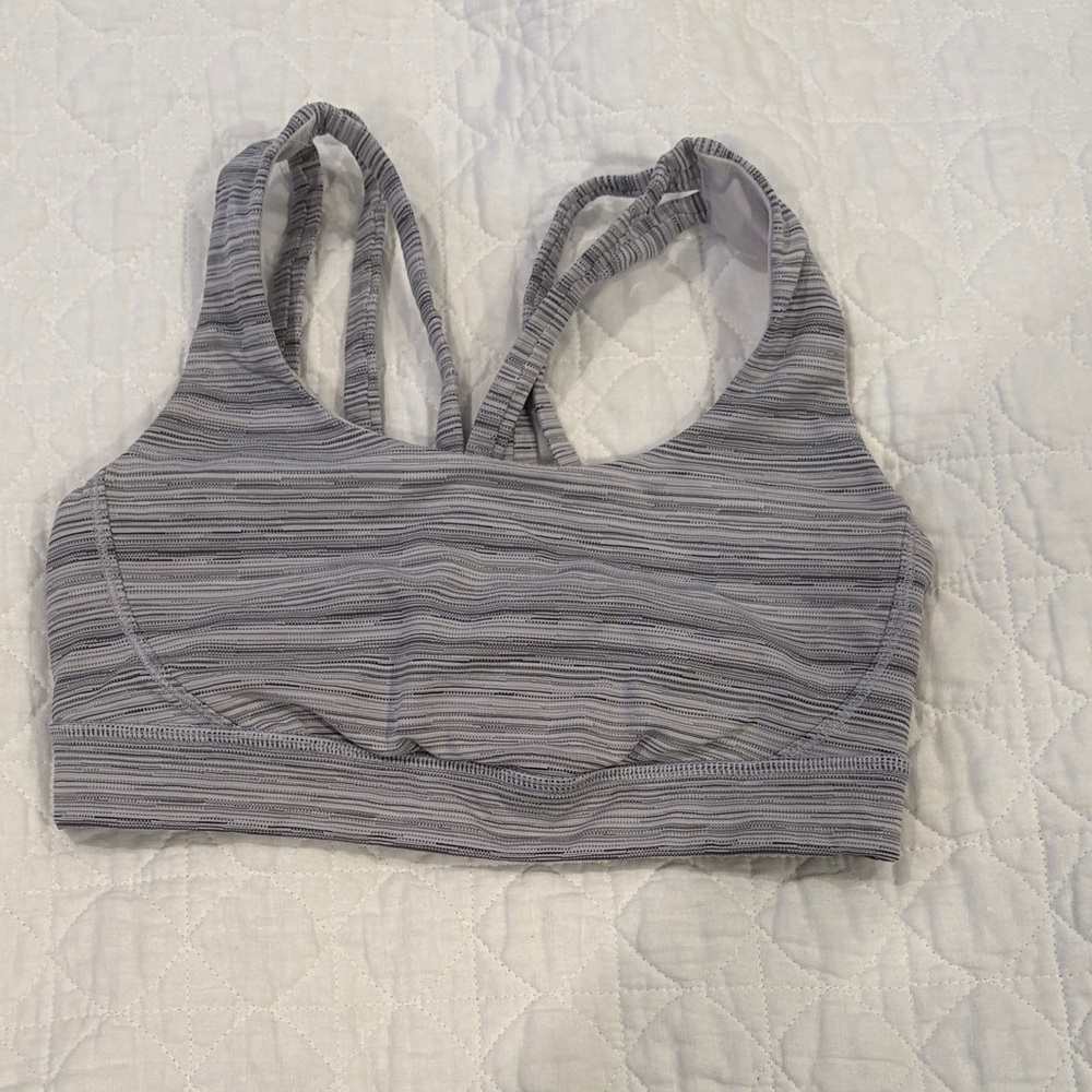 Lululemon Athletica Gray Striped Sports Bra